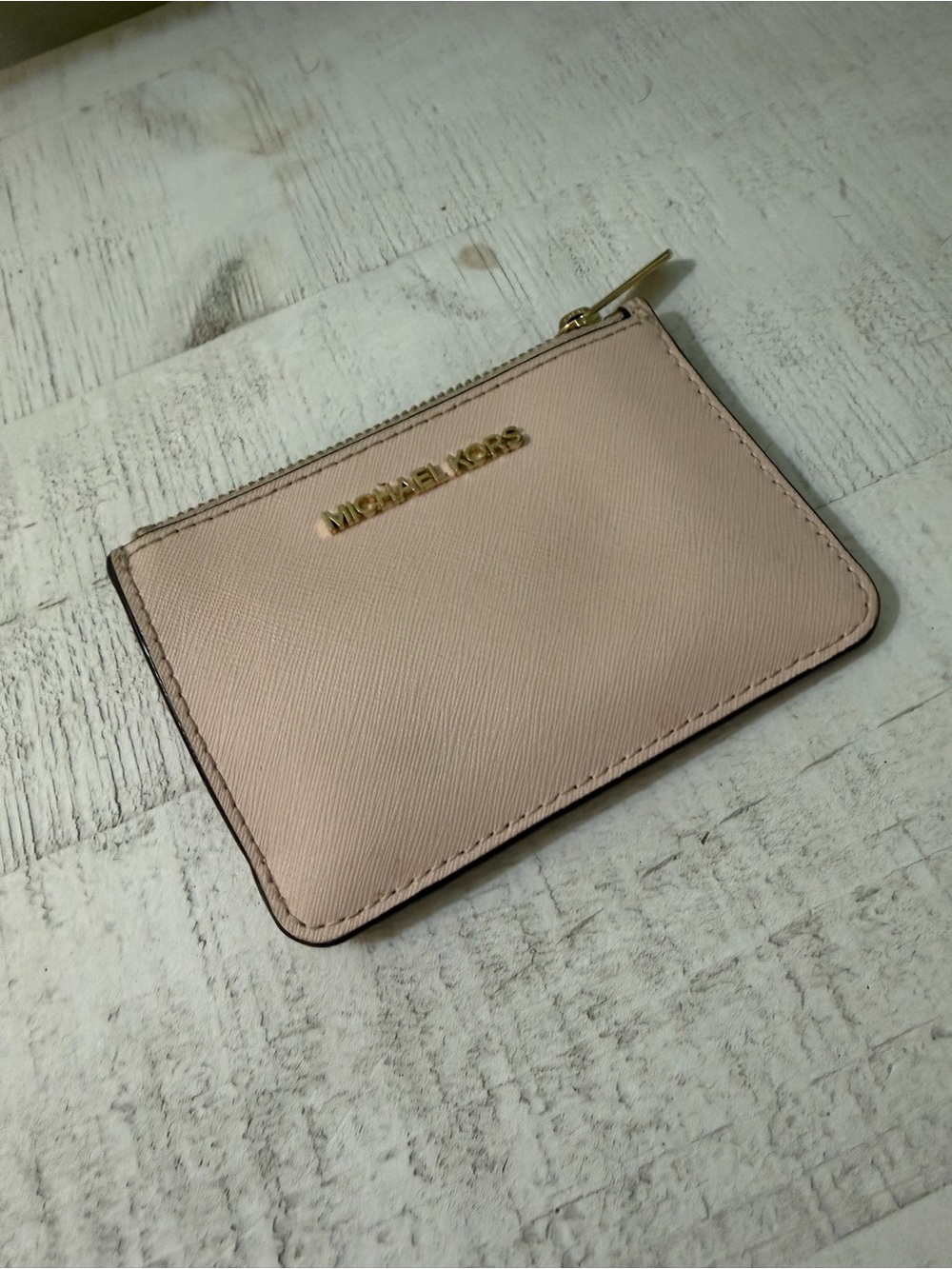 Michael Kors Blush Leather Zip Card Wallet